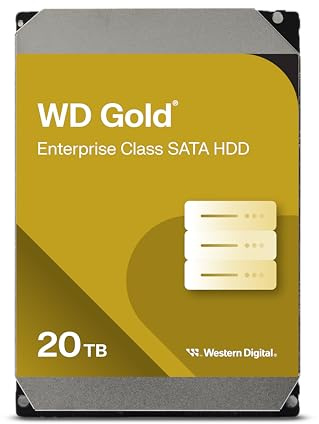 Western Digital 20TB WD Gold Enterprise Class SATA Internal Hard Drive HDD - 7200 RPM, SATA 6 Gb/s, 512 MB Cache, 3.5 - WD203KRYZ