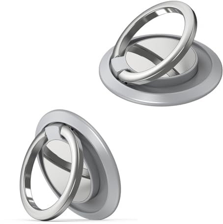 QZKJQDD Handy Ring Halterung, Handy Ring, Handyring, Handy Halter, Handy Fingerhalterung, Handy Halterung Hand, Fingerhalterung Handy, Um 360 Grad drehbarer Telefongriff (2 Stück-Silber)