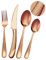 SHEUMNT 24 Pieces ​Modern Retro Rose Gold/Copper Hammered Cutlery Set with Ultra Sharp 2-in-1 Serrated Knive, 18/10 Stainless Steel Titanium ​Plated Flatware Set for 6 People, Knives Forks Spoons Set