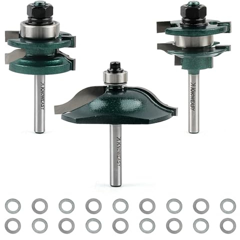 Knoweasy 3-Piece Raised Cabinet Router Bit Set with 1/4 Inch Shank