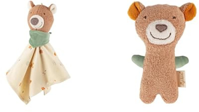 Sigikid Schnuffeltuch & Rassel Greifling Bär sigibaby Schmusetuch Kuscheltuch Spielen Kuscheln Trösten Unisex Hochwertig Erstausstattung Greifen Geburt