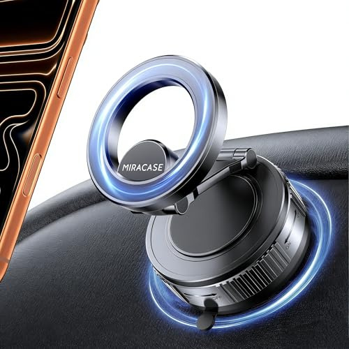 Miracase Support Telephone Voiture pour Magsafe [Succion Ultra Puissante] 2026 Aimant Telephone Voiture 360°Rotation pour iPhone 17 16 15 14 13 12 Pro Max, Autres Smartphones