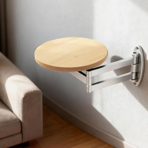 Generisch Klappbarer Wandtisch, Klein, Rund, mit Ausklappbarem Tablett und ausklappbarem Design, Ausziehbarer Beistelltisch für Esszimmer und Café, Ablagefläche(A)