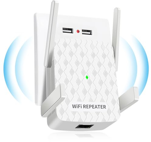 WLAN Verstärker, 1200Mbit/s WiFi Repeater Dual Band 5GHz + 2.4GHz | WiFi Verstärker deckt bis zu 200 m², WiFi Booster mit Ethernet Anschluss, Unterstützung WPS, Kompatibel zu Allen WLAN Geräten