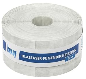 Knauf Bande de recouvrement en fibre de verre pour enduire les joints sans laisser d'espace, bande d'armature pour jointoiement de plaques de plâtre ou de fibres de plâtre, 50 mm x 25 m