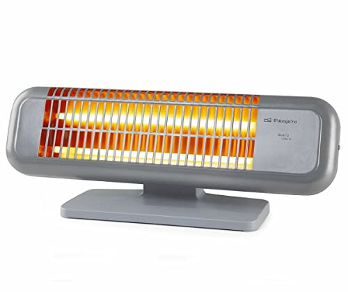 Orbegozo BP 0102 Estufa de cuarzo, 2 niveles de potencia, Botón antivuelco, 2 barras de cuarzo, Amplio soporte, 1200 W
