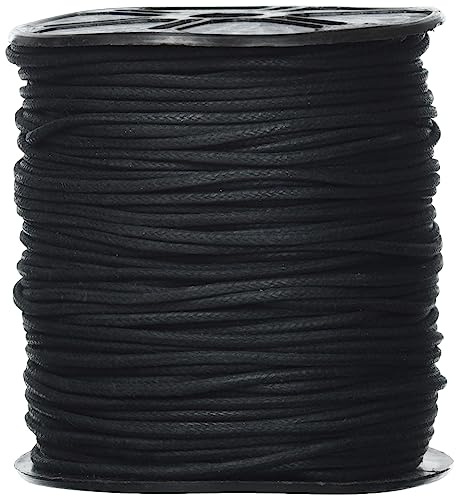 Auroris 100m Rolle Baumwollband rund 2mm Farbe: schwarz