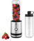 WMF Küchenminis Smoothie-to-go, Smoothie Maker klein, Mini Standmixer mit zwei Mix-/Trinkbehältern 0,6l, 300 W, edelstahl matt
