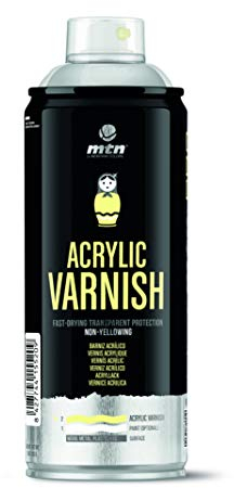 Montana Colors Barniz Acrílico, Spray 400ml, Transparente Mate, El embalaje puede variar