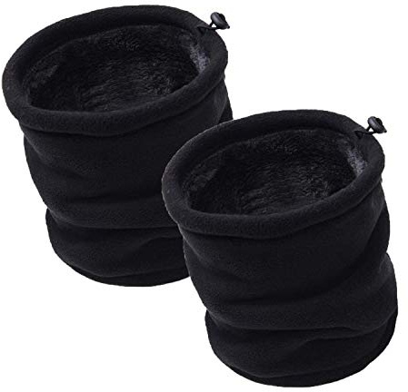 JOGVELO Braga para Cuello Invierno Lana Windstopper Snood Bufanda Calentador Tubular Cuello - Esqui Moto Ciclismo Snowboard Running (Negro*2)