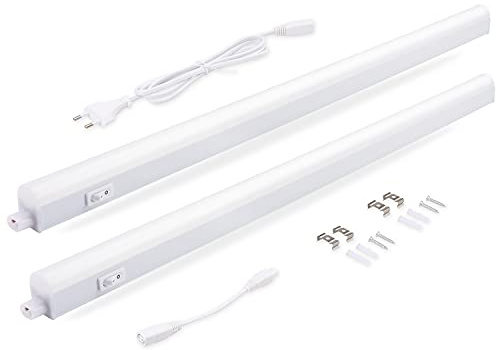 Light LED inbyggd lampa kök 14 W, 87,5 cm, 1250 lm, 4000 k, neutral vit, underbyggd ljuslist, skåpbelysning, superljus, vit för skåp, utbyggbar med plug-in system (2 stycken)