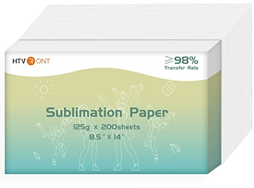 HTVRONT Papel de sublimación de 8.5 x 14 pulgadas, 200 hojas de papel de transferencia compatible con impresora de inyección de tinta, papel de transferencia de calor para vasos, tazas, camisetas y