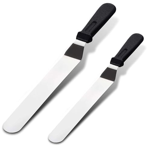 2 Pcs Palette Knife Baking, Pallet Knife for Cake Decorating, Stainless Steel Angled Spatula, 2 Size Offset Spatula for Cake Decorating Smoothing Icing and Cooking Frosting Pastries