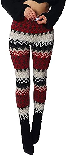 Fashion Mark Damen gestrickte volle Länge Leggings Damen Weihnachts-Winter-Kleidung Schnee Gemütliche Warme Stricklegging Hose Größe UK 8-14, 38