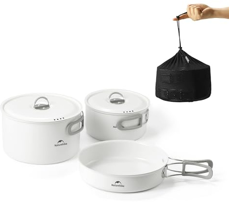 Naturehike 3-6 Persone Set Stoviglie da Campeggio Antiaderente in Lega di Alluminio Pentole Campeggio Set da Cucina per Esterni (3-6 Persone)