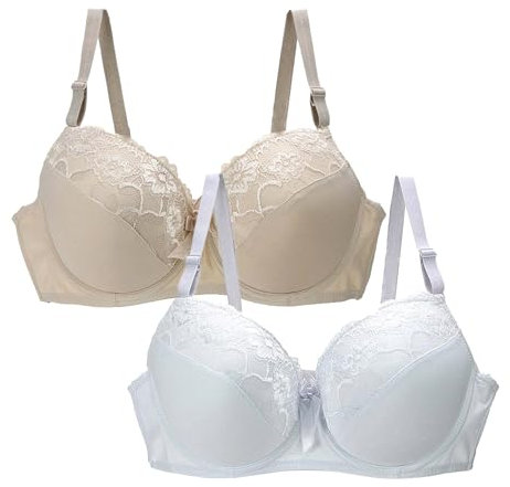 SRTUMEY Lace Bras for Women 2 Packs, Plus Size 34/75 to 44/100 BC-DE Cup, Sexy Lingerie Clearance Blue