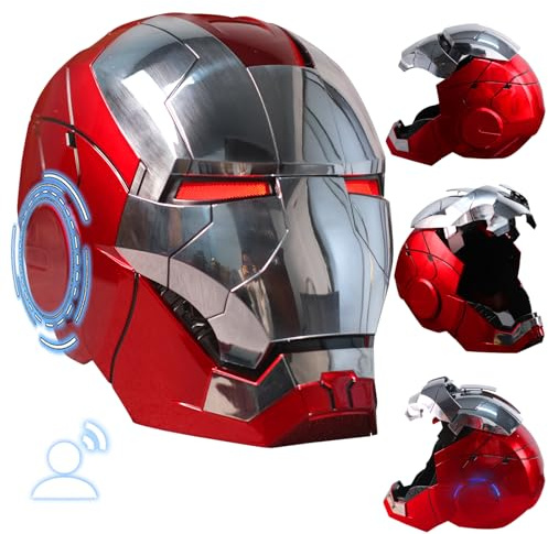 VIERNRG Iron-Man Helmet Electronic MarK 5 Helmet Voice Control/Sensing Open/Close Suitcase Armor With Sounds & LED Eyes Light Up Wearable Super Hero Movie 1:1 model Prop For Christmas Halloween.