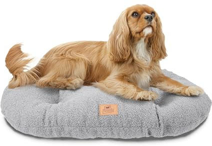 Ferplast Hundebettkissen für mittelgroße Hunde, Katzenbett, waschbarer synthetischer Bouclé-Stoff, weiche Polsterung, 65 x 42 x 4 cm, Grau
