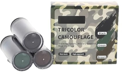3 PièCes De Camouflage Kit De Peinture Visage, Face Cream Blush, Kit De Peinture Faciale De Couleurs D’ArméE Et Camouflage pour Le Visage Stylo Tactique, Maquillage Bodypainting (Black, Green, Brown)