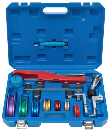 Rohrbiegegerät Rohrbiege-Set 6-22mm Rohrbiegemaschine mit 7 Matrizen Rohrbiegegerät bis 90° Rohrschneider für Aluminium, dünnwandigen Edelstahl, PVC