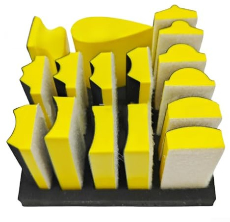 Set di 16 blocchi abrasivi a mano, con 40 blocchi di schiuma e fogli di carta vetrata in ossido di alluminio, per automotive, artigianato, progetti di riparazione domestica