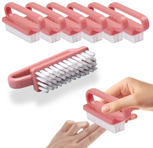 Nail Brushes for Cleaning Nails 6 PCS Nail Cleaning Brush,Plastic Handle nail Scrubbing Brush,Fingernail brush for Hands Feet Nails