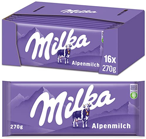 Milka Alpenmilch - Klassische zartschmelzende Schokoladentafel aus Alpenmilch - Großtafel, 16er Pack (16 x 270 g)