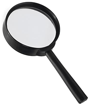 2X Magnifying, Handheld Magnifier Lens, Dia 2 Glasses, Protect Eyes, Black Round Lens w PP Handle for No Dizziness Children Reading Outdoor Exploration Insect Observation