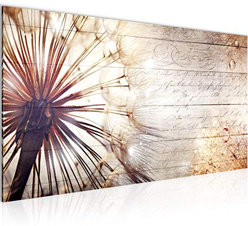 Runa Art Wandbild Pusteblume 1 Teilig 100 x 40 cm Modern Bild auf Vlies Leinwand Abstrakt Wohnzimmer Schlafzimmer Beige Braun 027012a