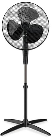 TIENDA EURASIA - Ventilador de Pie Metálico 45W - 3 Velocidades - Oscilante 90º - Ventilador Silencioso - Ideal para estancias de 25m2 (Negro)