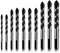 10 Piece Masonry Drill Bits Set for Tile Glass Ceramic Brick Wood, 3mm to 12mm Drilling Bits with Triangle Handle, YG8 Tungsten Steel Alloy Tip.（Black)