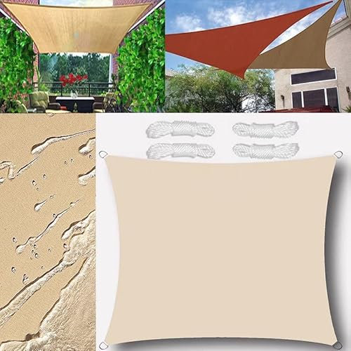 Sun Shade Sail Outdoor Waterproof Rectangular 3x4m Shade Sails Canopy UV Protection for Garden Patio Block With Rope Shade Sail Kit Creamy-white