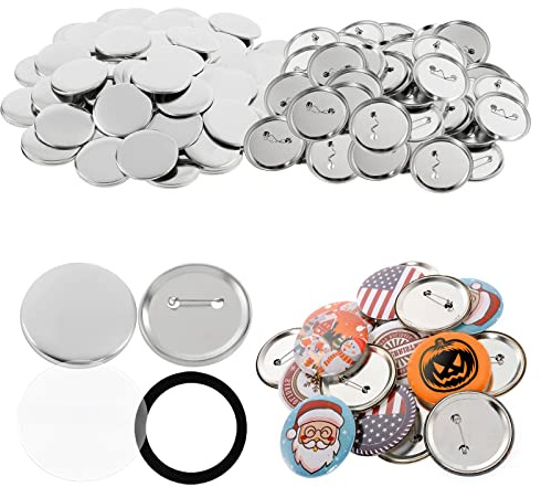 Dyna-Living 200Pcs Buttons Badges Pins 37mm/1.46inch Badge Making Kit Metal Round Badge Blank Button Pins for DIY Crafts Supplies Kids Party Gifts