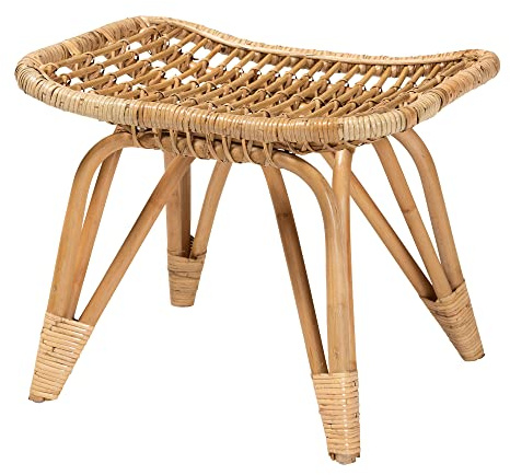 Bali & pari Earvin Modern Bohemian Natural Rattan Footstool