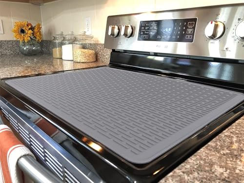 Silicone Stove Top Covers for Electric Stoves, Extra Large Stovetop Mat,Cooktop Protector,XL Dish Drying Mats for Kitchen 70x50cm Grey