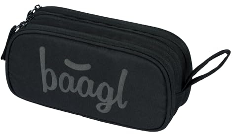 Federmäppchen für Mädchen, Jungen, Schule Mäppchen, Federmappe mit 3 Fächer, Federtasche für Teenager, Kinder Etui (Black)