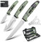 Purple Dragon Zerwirkset Jagd, Jagdmesser Set aus 440C Edelstahl, Aufbrechmesser, Abziehmesser jag, Ausbeinmesser Outdoor, Fleischermesser Sehr Scharf, Geschenk für Männer - Grün