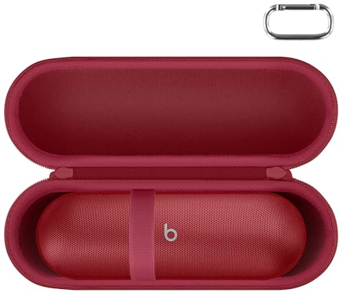 Aenllosi Hart Tasche Kompatibel mit Beats Pill Kabellose Bluetooth Lautsprecher,Beats kompatibel mit Apple und Android Tragbares Lautsprecher Hülle.(Nur Tasche) (Rot)