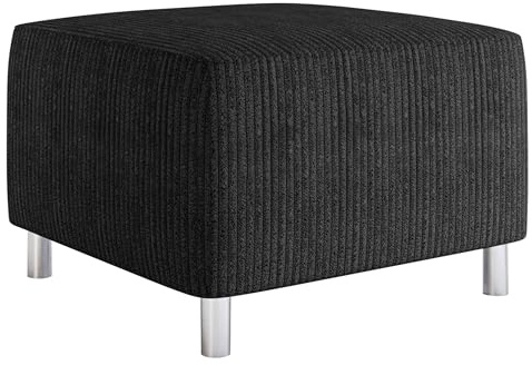 Mirjan24 Polsterhocker Dover Cord aus Veloursbezug (Poso 135) | Bequemer Sitzhocker mit hochelastischer Polsterung und verchromten Füßen, ideal als Fußablage oder Sitzgelegenheit