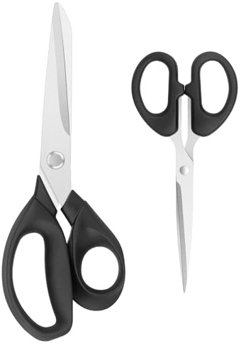 Forbici da sartoria in acciaio inox, per tagliare tessuti e pelle, 2 pezzi, colore: nero