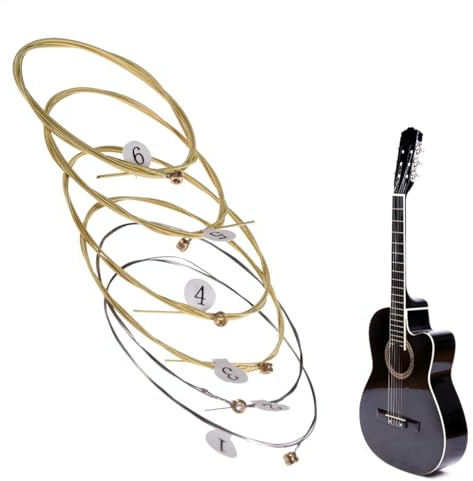 Guitare Folk et Acoustique - Jeu de 6 Cordes Hexagonales en Acier et Laiton Qualité Sonore