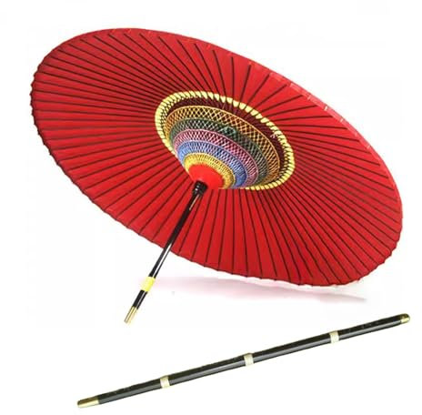 WATAOW Vintage Oil Paper Umbrella Handmade Garden Terrace Outdoor Round Parasol |Bamboo Decorative Umbrella 1.5m/1.8m/2.0m(1.5m/4.9ft)