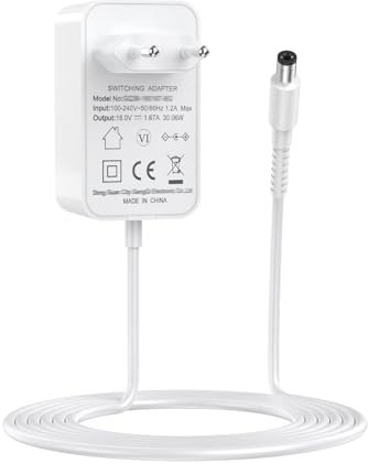 Alimentatore da 30 W per Echo (3°/4° gen), Alexa Echo Show 8, Echo Show 10, Echo Show 15, Echo Show 21, Echo Show (2° gen), Echo Plus (2° gen), cavo di ricarica da 1,5 m, bianco