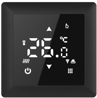 WARMON Design Touchscreen Temperaturregler, Smart Thermostat TS100 WiFi für elektrische Fußbodenheizung Amazon Alexa & Google Home, Color_New:Schwarz