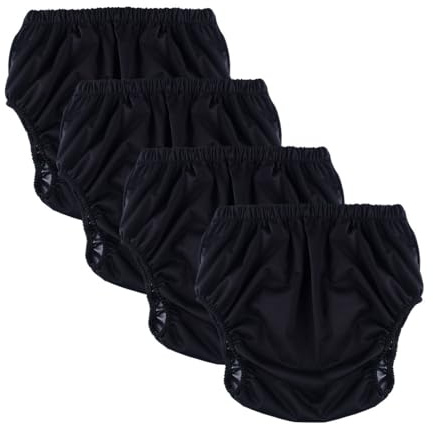 Adult Cloth Diaper Leak-Protection, Soft TPU Diapers Cover Pull-On Pant Washable and Reusable with Low Water Permeability Unisex(Black,XL)