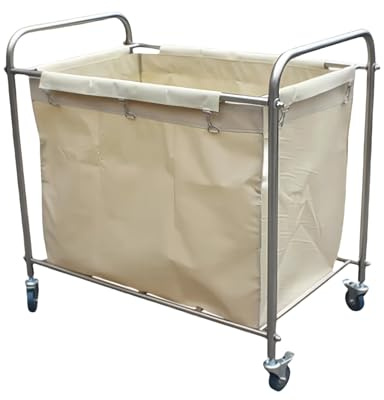 Haushaltsreinigung Wagen,Hotelreinigung Handwagen,Edelstahl WäSchewagen,Rollender WäSchewagen Mit Griff,FüR Zimmerservice,Haushaltsreinigung,Beige,36×22×35in