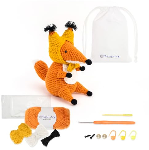 The loop story Häkelset Tiere Fuchs Crochet kit mit Video-Kurs (Schritt für Schritt auf Englisch) – Häkelset für Anfänger & Fortgeschrittene – mit Garn, Häkelnadel & Zubehör
