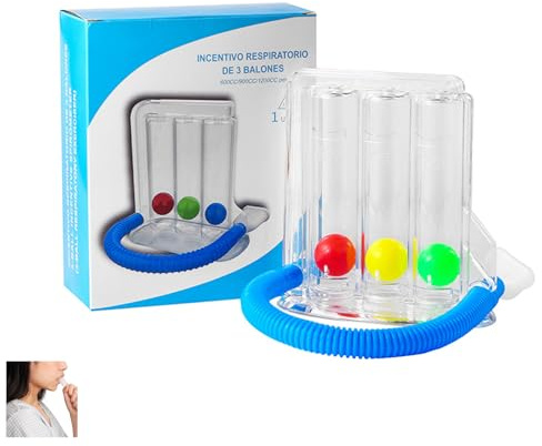 Entrenador de respiración con función pulmonar profunda, dispositivo de ejercicio de respiración con 3 bolas de colores, entrenador de respiración profunda para logopedia y función pulmonar