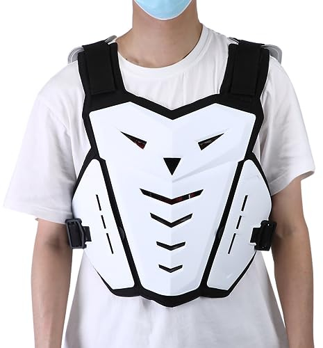 Chaleco Protector Corporal para Armadura de Motocicleta, Protector de Pecho Ajustable para Pecho de Motocross para Hombres Adultos Ligeros para Montar Deportes al Aire Libre (White)