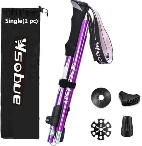 Trekking Pole, Collapsible Walking Hiking Stick for Men Women, Ultralight Aluminum Ski Pole with EVA Grip